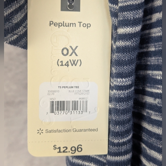 Terra & Sky Size 14W Pomplum Blue Striped Blouse - Picture 8 of 11